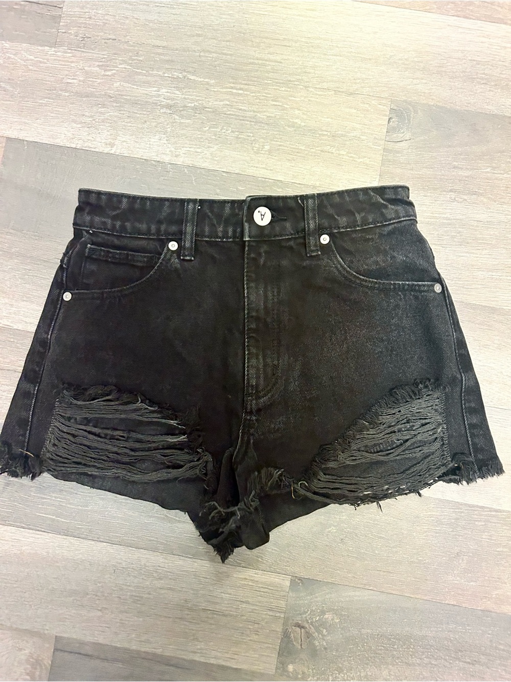 Black Distressed  Women's Denim Shorts
